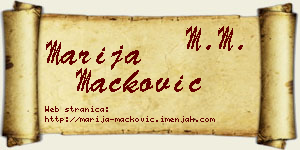 Marija Mačković vizit kartica